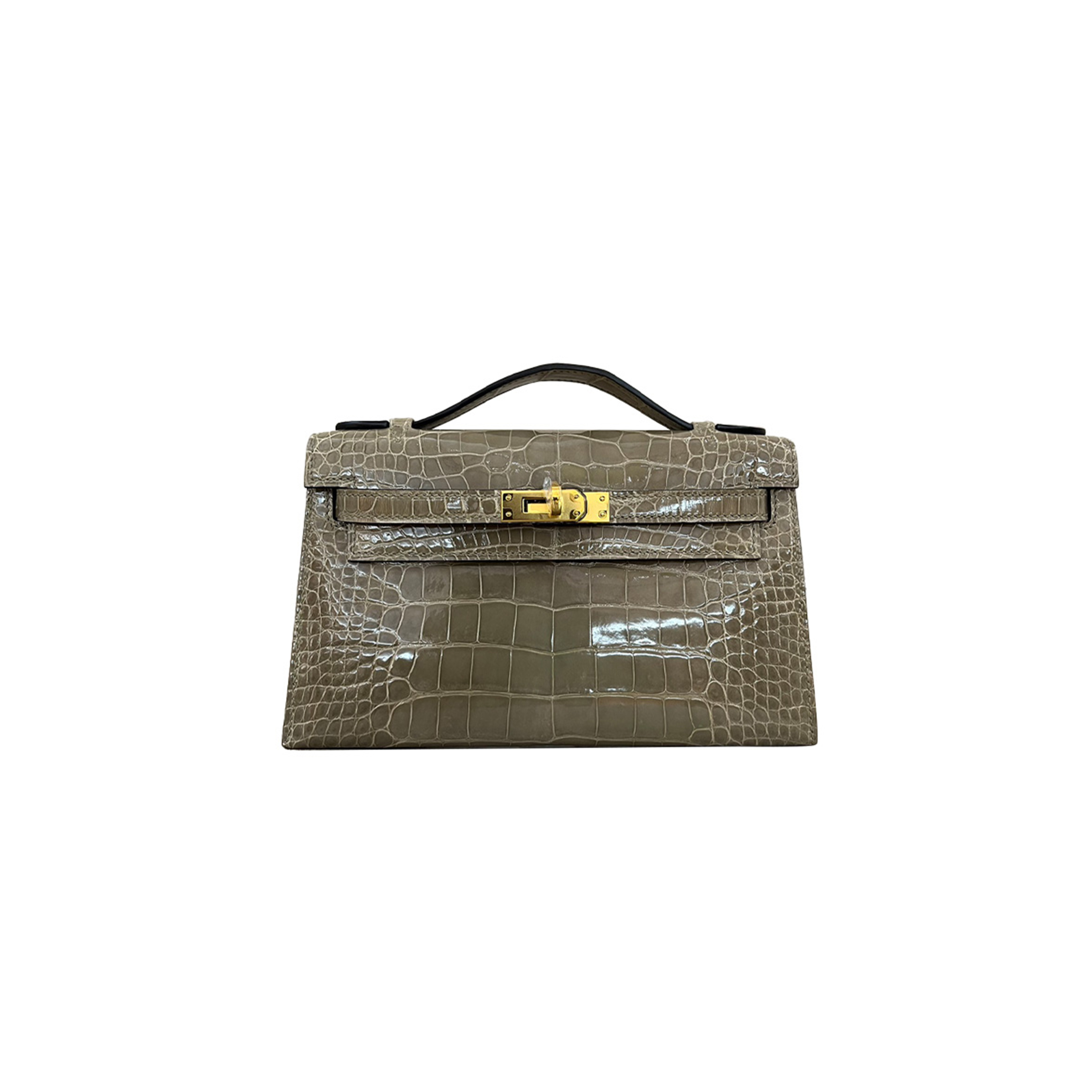 HERMÈS MASTER GLOSSY CROCODILE MINI KELLY CLUTCH (22*14*7cm) 